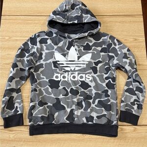 Kids Adidas Black and Gray Camo Hoodie